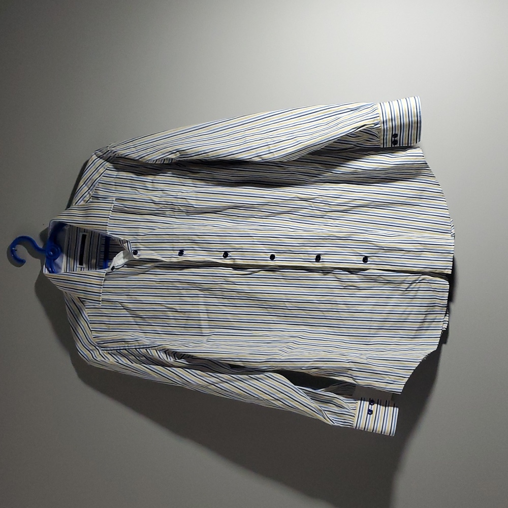 Pal Zileri Blue and White Casual Button Down Shirt